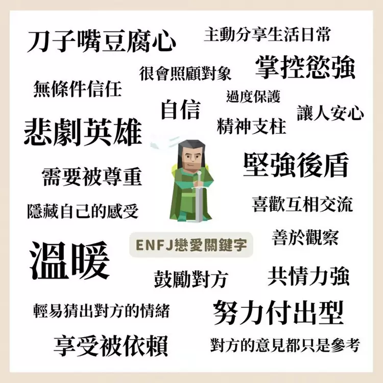 16型人格戀愛性格【ENFJ：主人公】